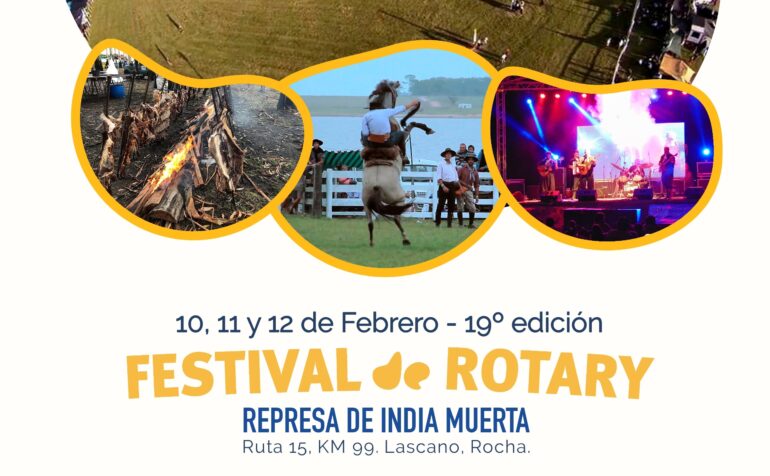 Fragmento del afiche del Festival Rotary Represa de India Muerta a realizarse del 10 al 12 de febrero.